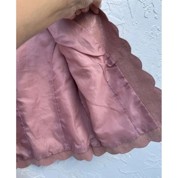 Newport News Womens Open Front Scallop Leather Blazer Jacket Soft Pink Sz 8 - Picture 3 of 14